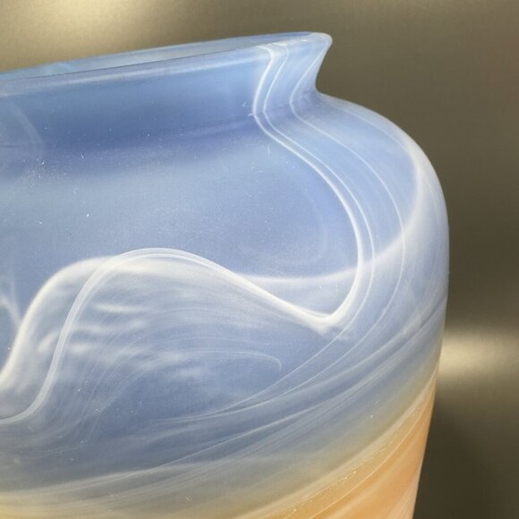 Vintage MCM Herner Glass Heavy Tall Glass Vase Vessel White Swirl Multicolor - Picture 7 of 15